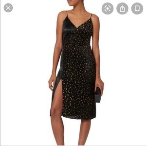 Intermix V-neck Asym detail velvet leopard dress